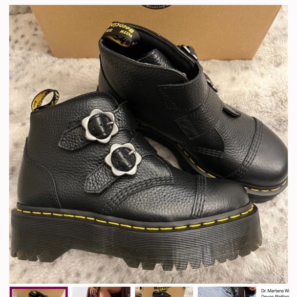NWOT. Doc Martens: Devon Flower Buckle Platform Boots - Picture 3 of 3